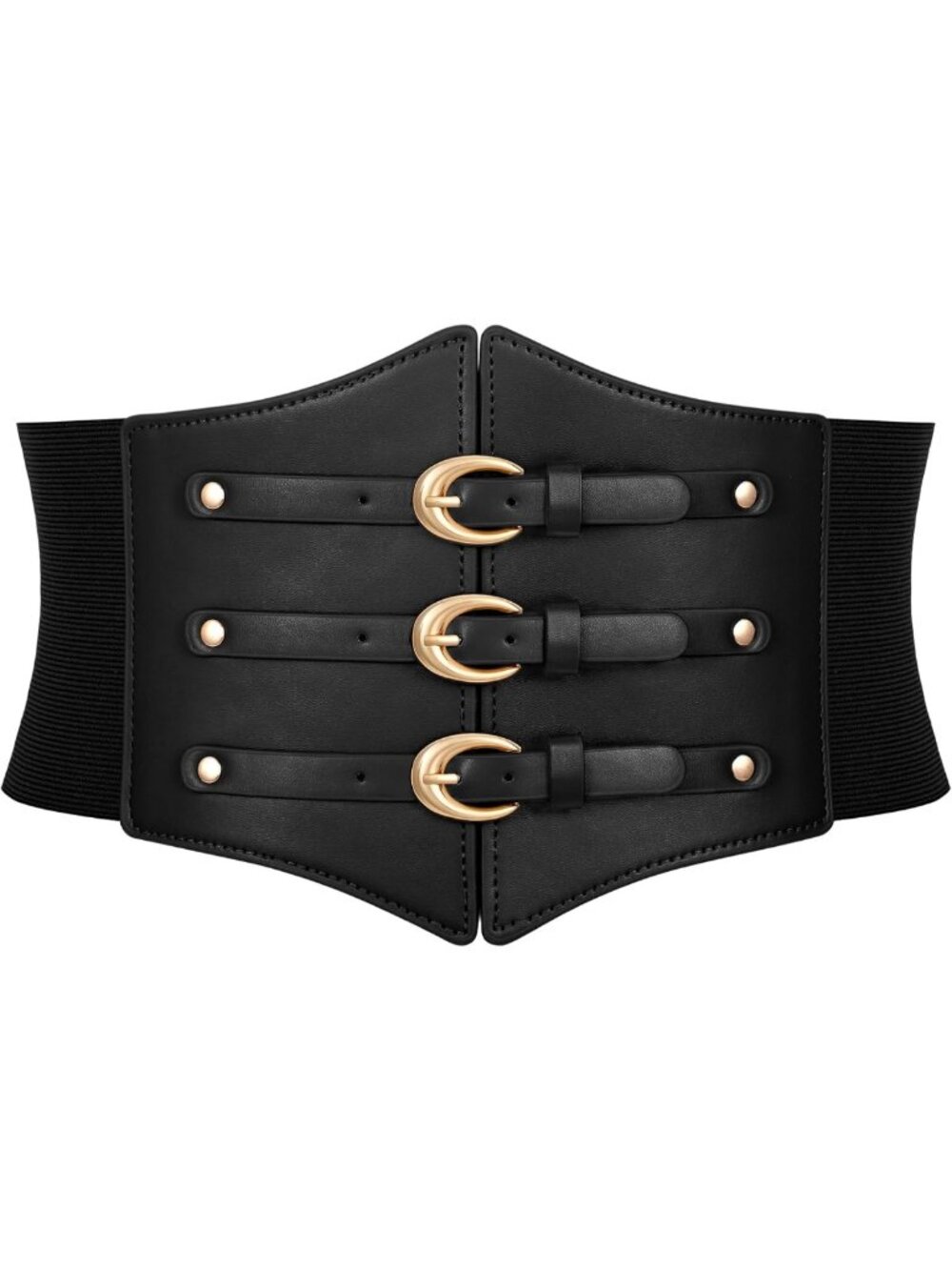 Wide Stretchy Corset Belt with Gold Buckle - Perfect for Daily Wear & Costumes